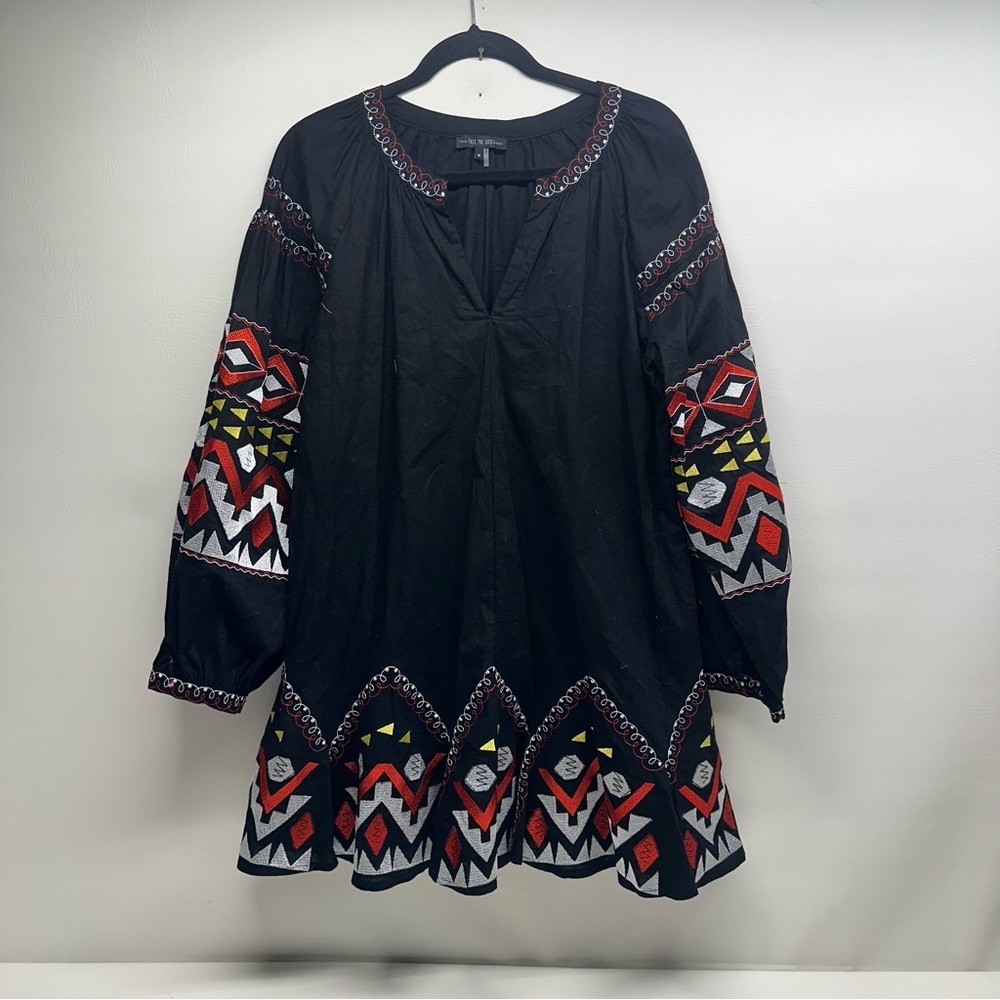 Free the Roses Black and Red Embellished A-line Dress size M